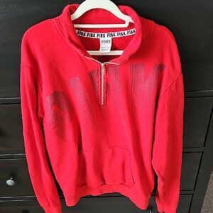 PINK Victoria's Secret Red Half-Zip Sweatshirt